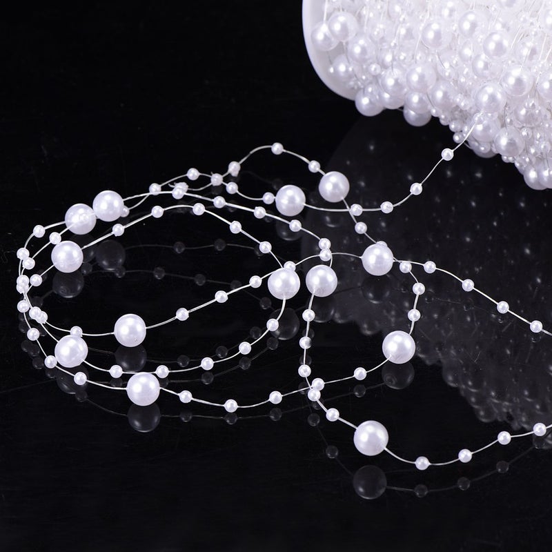 Bingcute 100 Feet Fishing Line Artificial Pearls String Beads Chain Garland Flowers Wedding Party Decoration,Party Supplies - Image 3